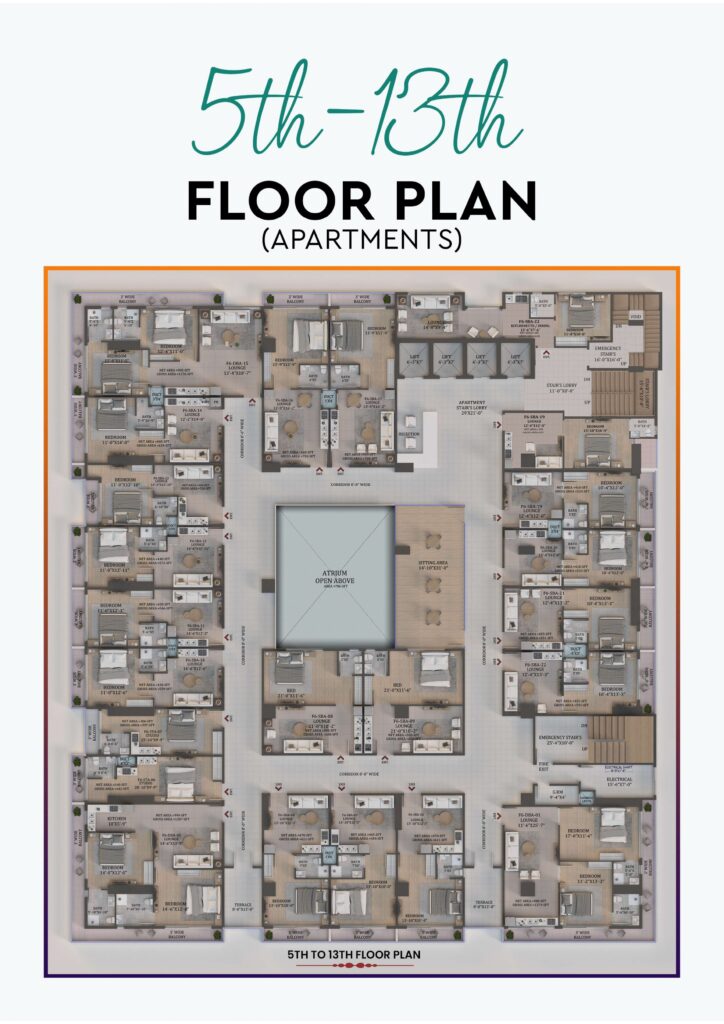 Bahria Sky 2 5th-13th floor apartment layout plan