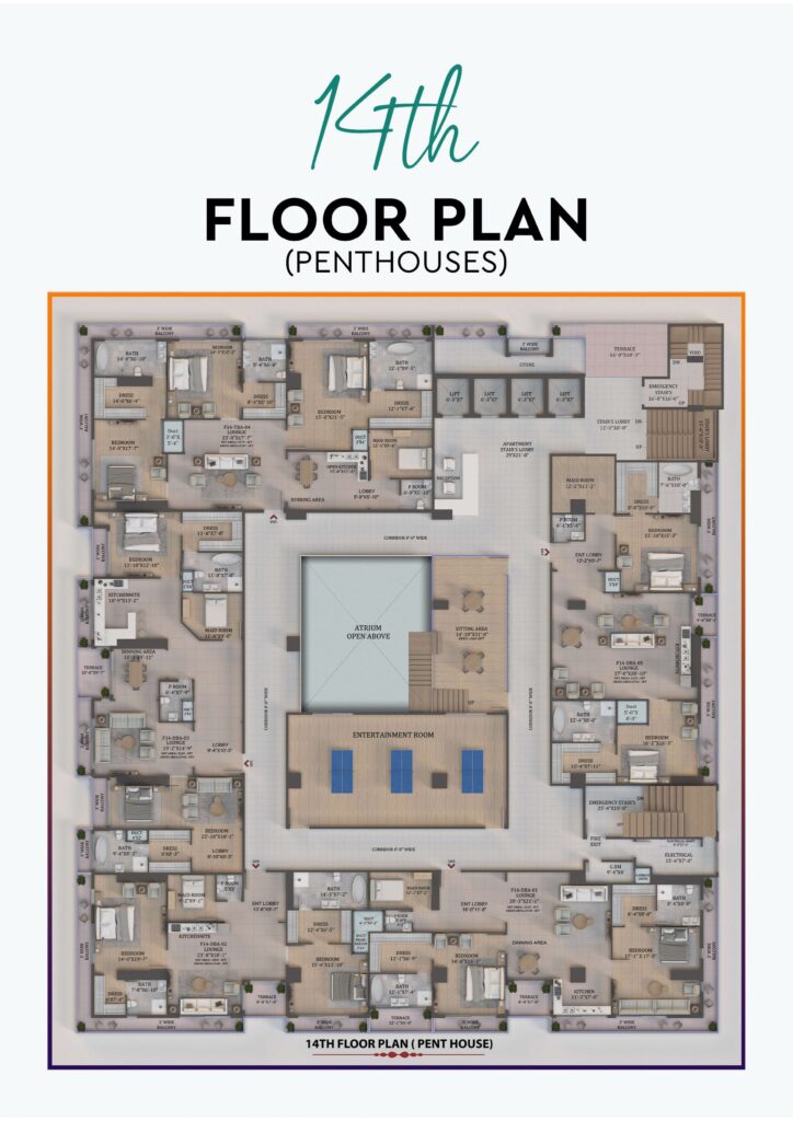 Bahria Sky 2 14th floor apartment layout plan